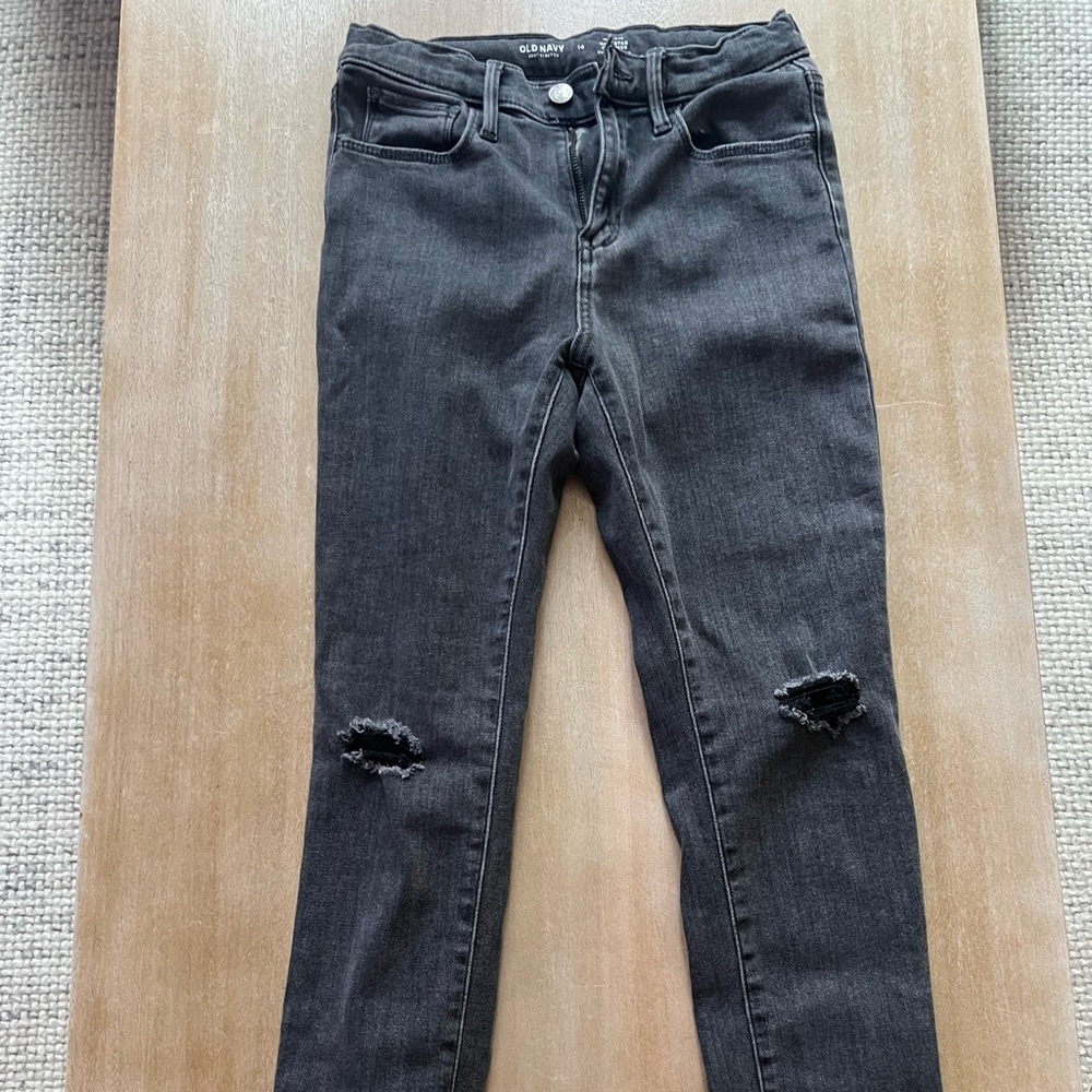 Old Navy Black Distressed Rockstar High Rise Jeggings Girls size 14
